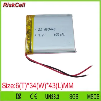 

Free shipping 100pcs/lot 3.7V 850mAh Polymer Li ion Battery Lipo For Camera PDA Mp4 GPS Tablet PC 603443