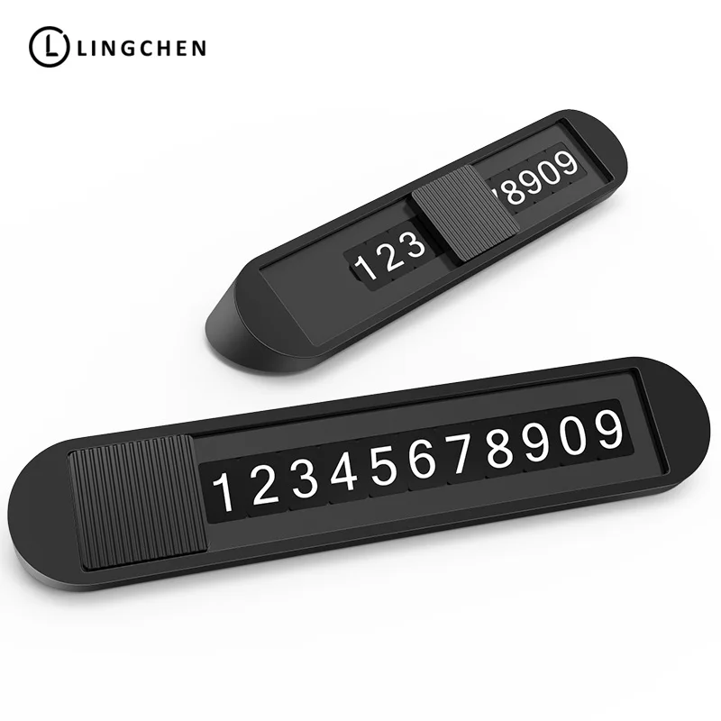 

LINGCHEN Temporary Car Parking Card ABS alloy Telephone Number Card Notification Car Styling Phone Number Card Holder in Car