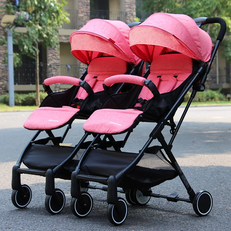 12 кг ЕС высокий пейзаж коляски для близнецов легко складываемая коляска может быть сидя и лежа двойной клетки тележки новорожденного использования