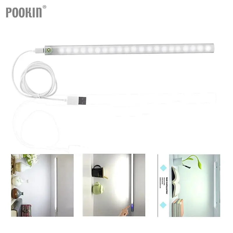 

LED Touch Sensor Kitchen Cabinet Light Lamp 21LED 6W USB Dimmable Light Bar Lamp Wardrobe Closet Showcase Bookshelf Lamp