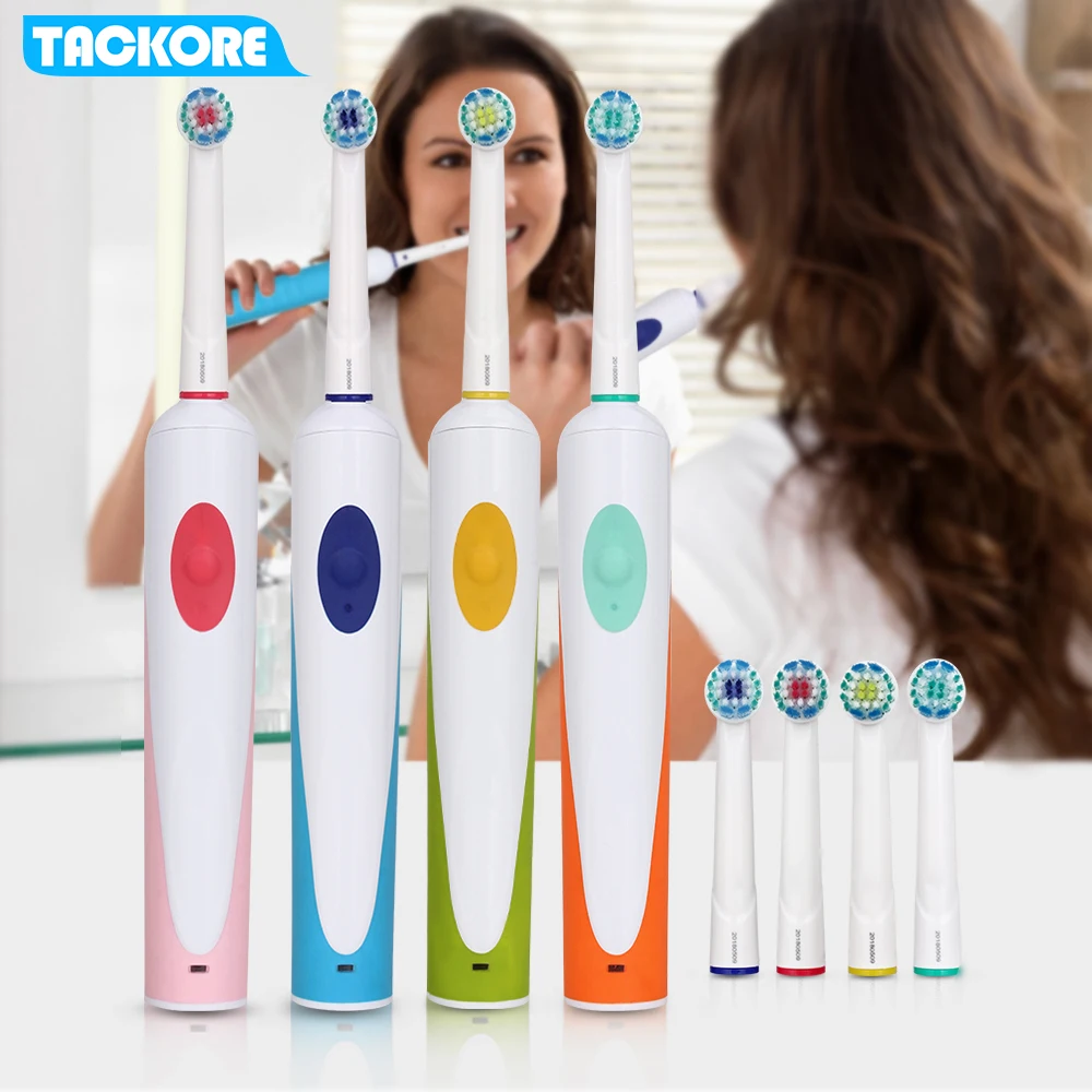 

Colourful Deep Clean New Rotating Toothbrush Rechargeable Rotation-oscillation ToothBrush 4 DuPont brush heads