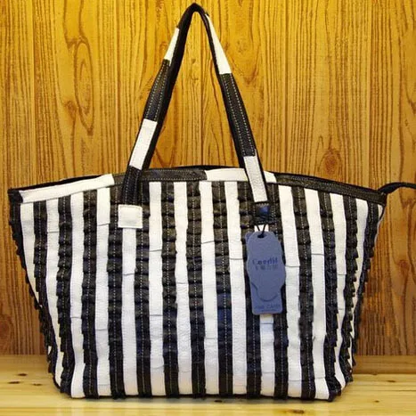 Европейский и американский стиль модная сумка из натуральной кожи в полоску Лоскутная воловья женская сумка на плечо большой кошелек - Цвет: K8809black and white