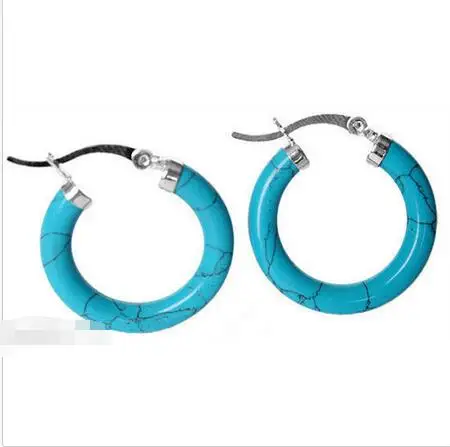 

women jewelry Brincos earring Pendientes Natural Green gem 925 Sterling Silver Ear Hoop Blue stone Earrings