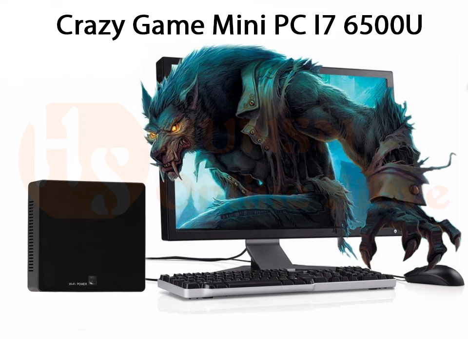 Вентилятор мини-ПК, Intel Core I7 6500U, Windows 10/Ubuntu, [HUNSN BA02], (WiFi/1HDMI1. 4/2USB3. 0/2USB2. 0/1LAN/1USB type-C)