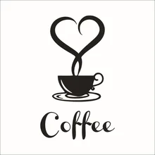 Pegatina de café para pared tienda restaurante decoración de la pared calcomanías decoración del hogar cocina arte de pared removible vinilo diy de La etiqueta engomada