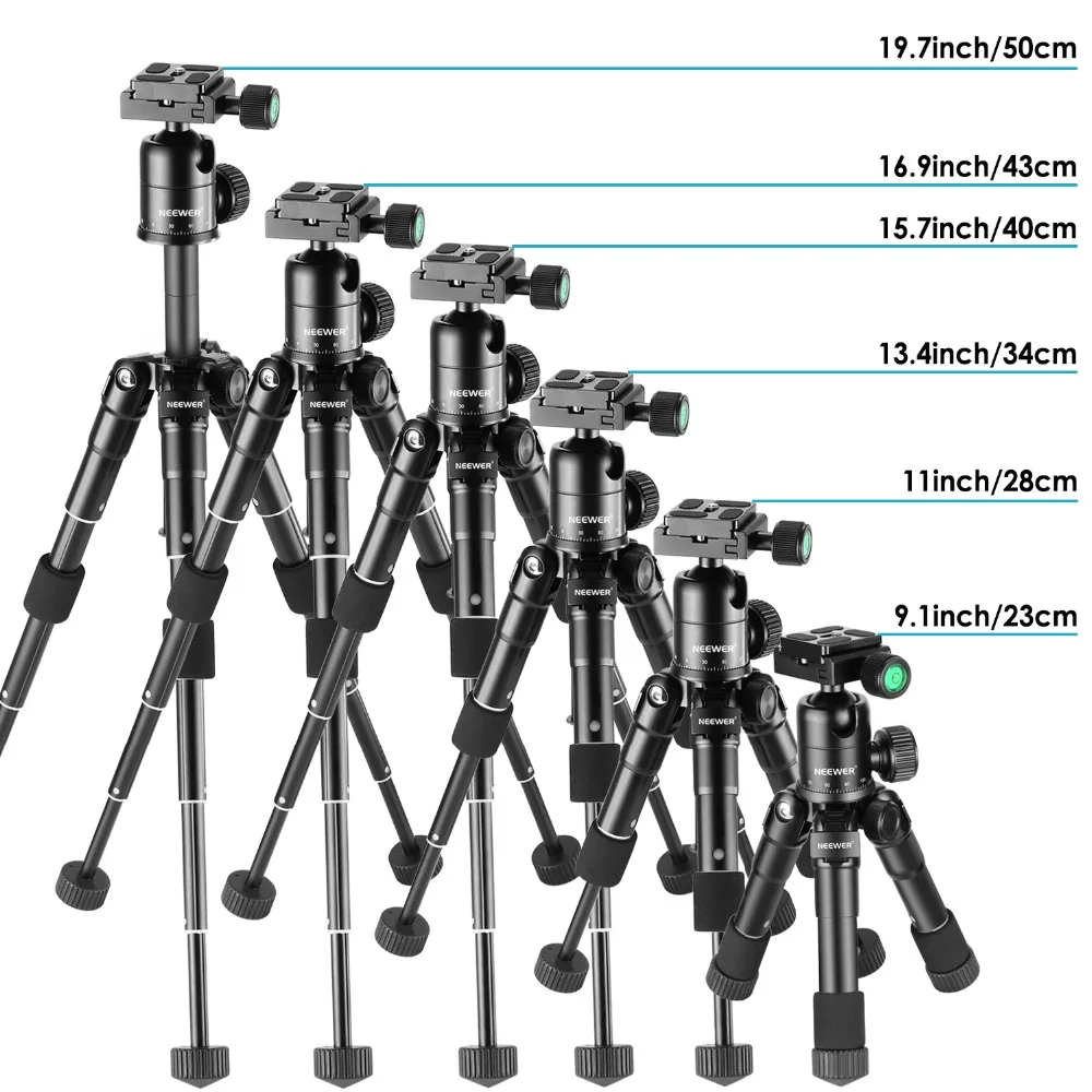  Neewer 20 inches Portable Compact Desktop Mini Tripod with 360 Degree Ball Head/Cellphone Holder/Ba
