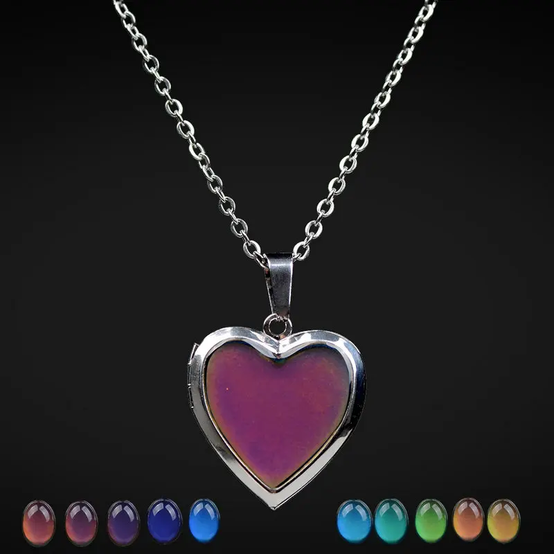 

reiki heart necklace pendant necklace Change color according to body temperature changes pendant women Jewelry best friends gift