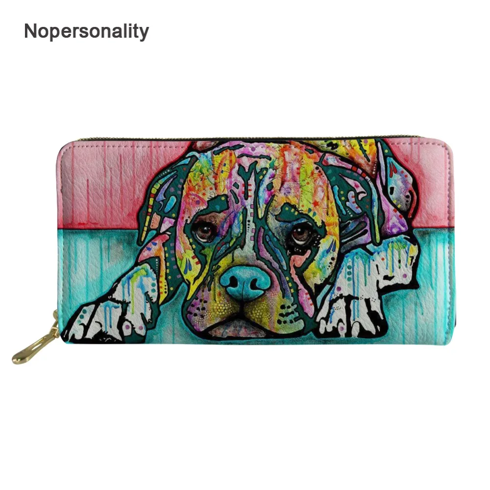 

Nopersonality Cute Artist Painting Dog Print Leather Wallets Long Female Credit Card Holders Zipper Clutch Coin Purse Money Bags