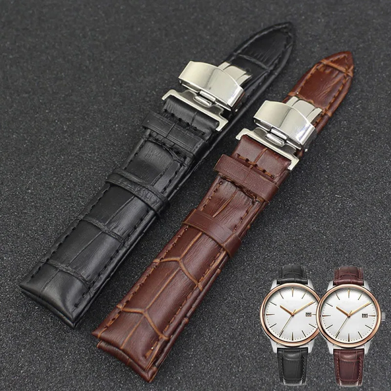 

Wrist Watch Band Leather Stainless Steel Butterfly Clasp Buckle Strap 18-24mm