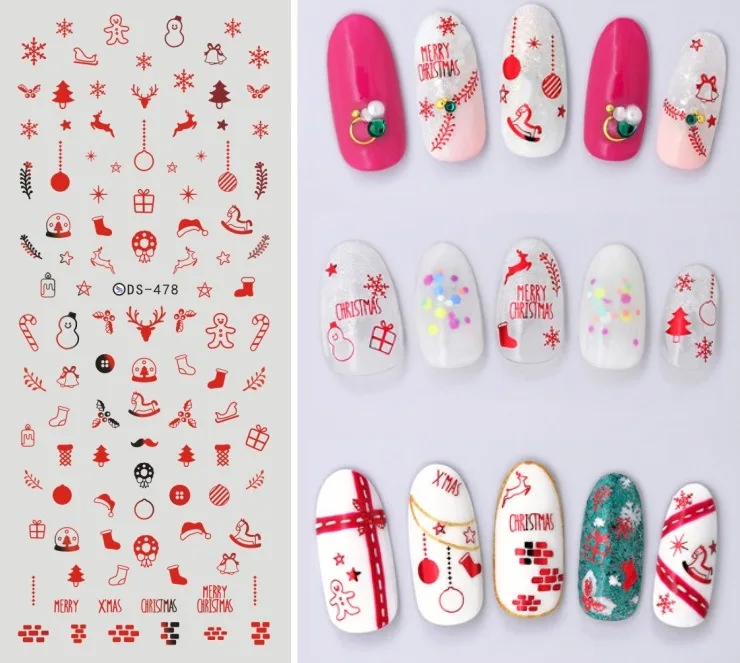 1 лист NailMAD Снежинка Водные Наклейки для ногтей рождественские переводные наклейки для ногтей s Рождественский олень наклейки для ногтей украшения для тату