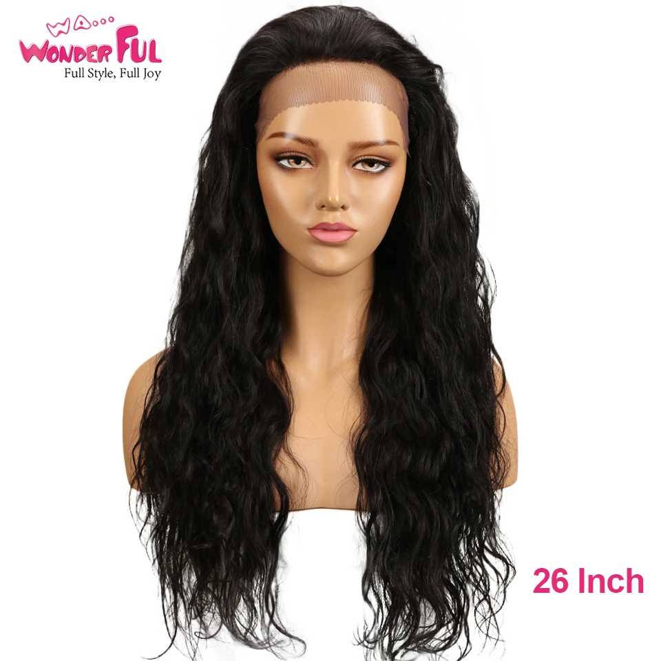 Монгольские парики Реми 4,5X3 размер кружева человеческих волос 26 длинных дюймов Волнистые парики натуральные человеческие волосы парики для черных женщин