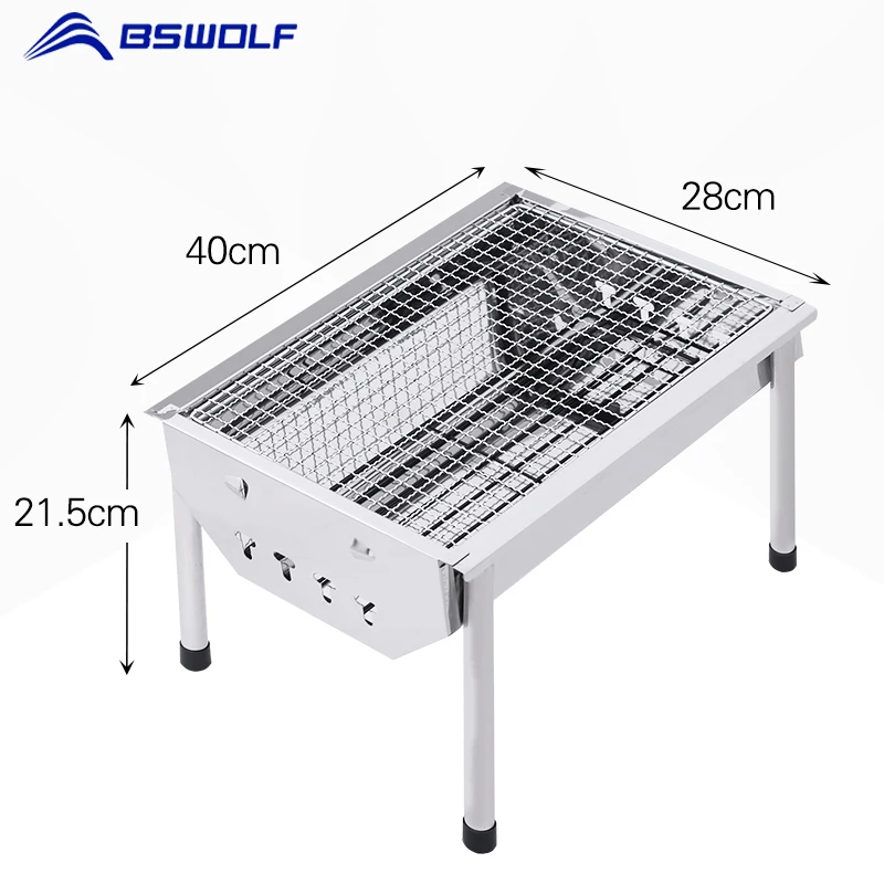BSWolf портативный Открытый Кемпинг bbq плита 430 нержавеющая сталь гриль маленькая