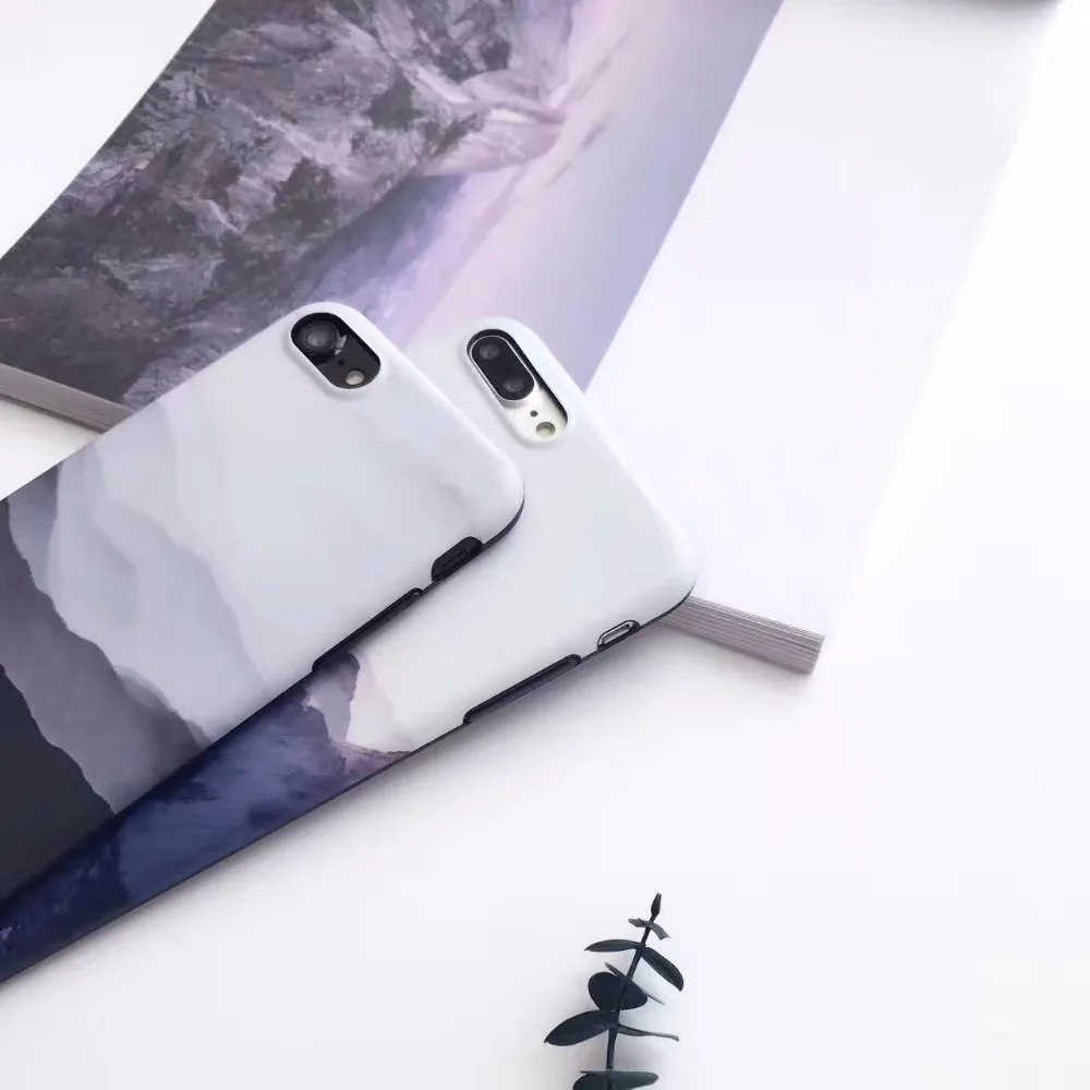 Ретро пейзаж горы Телефон чехол для iphone 6 7 8 плюс задняя крышка моды лес облака X