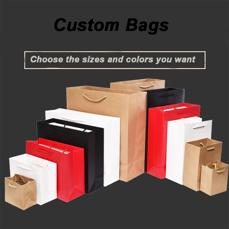

Wholesale 500pcs/lot Custom Size Personalized Gift Clothing Store Shopping Paper Bag Reusable Custom Logo Market Tote Kraft Bags