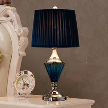 Ретро Средиземноморский Морской кантри роскошный синий кристалл стекло E27 настольная лампа для спальни гостиной Свадебный декор H55cm 1230