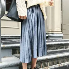 Clobee женские юбки, осень, Женская винтажная юбка миди цвета металлик, серебро, высокая талия, плиссированные, вечерние, для клуба, Женская юбка в клетку с бантом M965