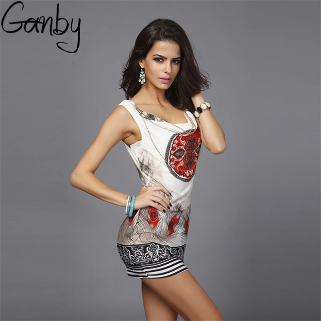 Ganby India Sexy Abstract Feather Pattern Print Girls