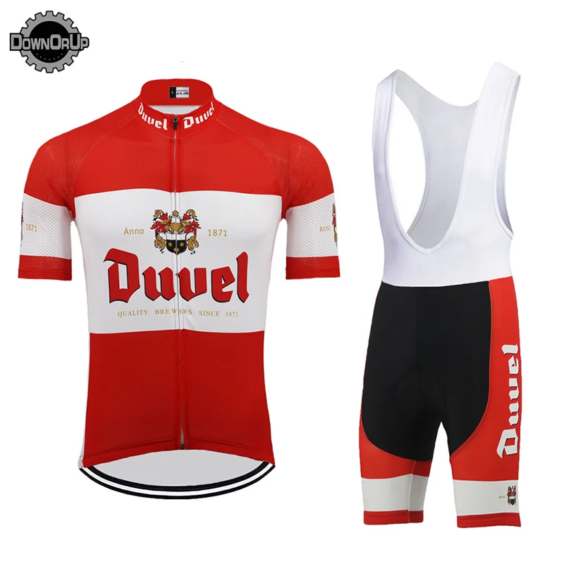 DUVEL cerveza hombres ciclismo jersey conjunto rojo pro equipo ciclismo ropa 9D gel transpirable pad MTB camino bicicleta desgaste racing ropa