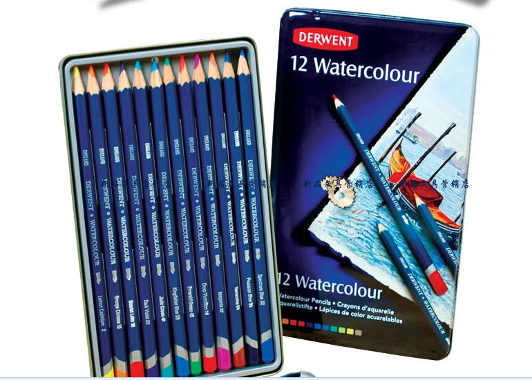 

Free shipping ! 12 lapis de cor Derwent water color pencils ,drawing art pencil ,diy stationery color pencil set metal box