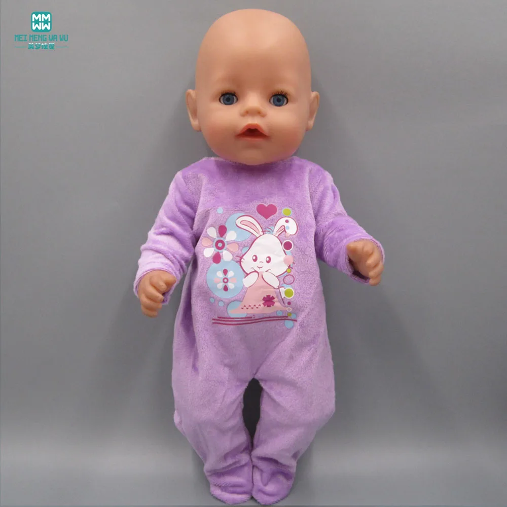 Baby Born Doll Clothes dress Fit 43cm Zapf Baby Born Doll Purple plush crawling clothes