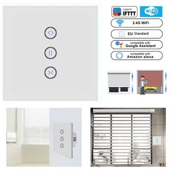 

Wifi Electric Curtain Switch Curtain Switch Glass Panel Touch Curtain Switch for Electric Curtain Work Google Home/Alexa IFTTT