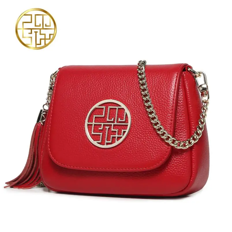 

2017 New Pmsix Superior cowhide fashion chains shoulder bags women bag genuine leather handbags women's bag
