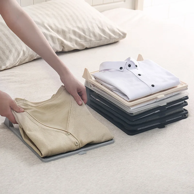 

5pcs/set Ardrobe Clothing Storage Rack T-shirt Blouse Trousers Organizer Closet Shelf Travel Anti-wrinkle Clothes Folding Holder