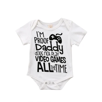 

2018 Newborn Infant Baby Boy Girl DAD Joystick Soft Romper Clothes