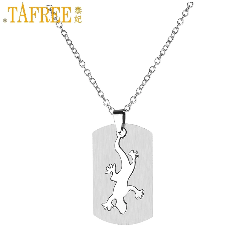 

TAFREE Stainless Steel Removable Gecko Necklaces & pendants Metal Chain Women Men Jewelry Lizard Salamander Necklaces SS58