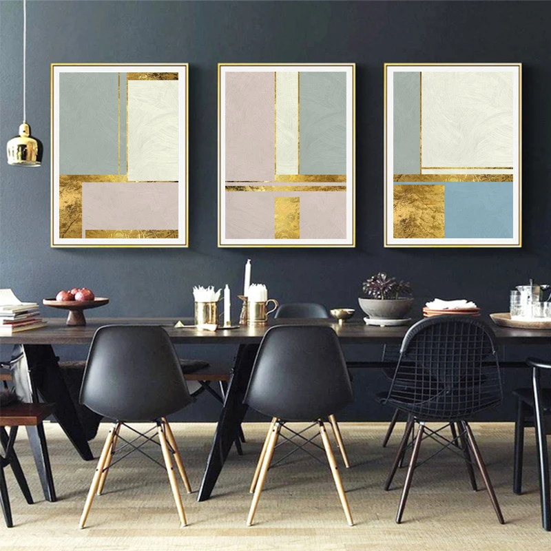 Nordic Gold Abstract Canvas Painting,Modern Abstract Art Poster and Print,Wall Pictures for Living Room Home Decor free shipping