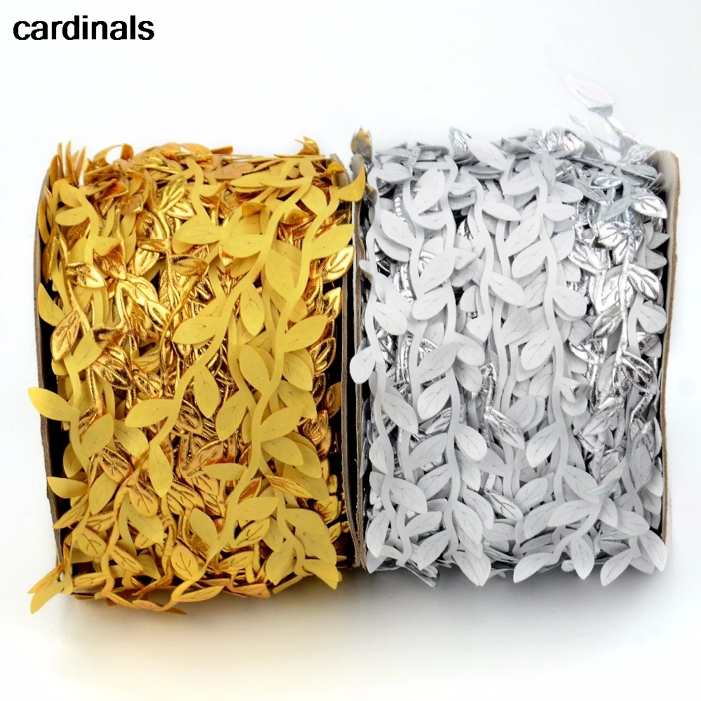 

2017 New 100M Artificial Leaf Leaves Vine Silk Nature Gold For Home Wedding Box Decoration Handmade DIY Wreath accessories