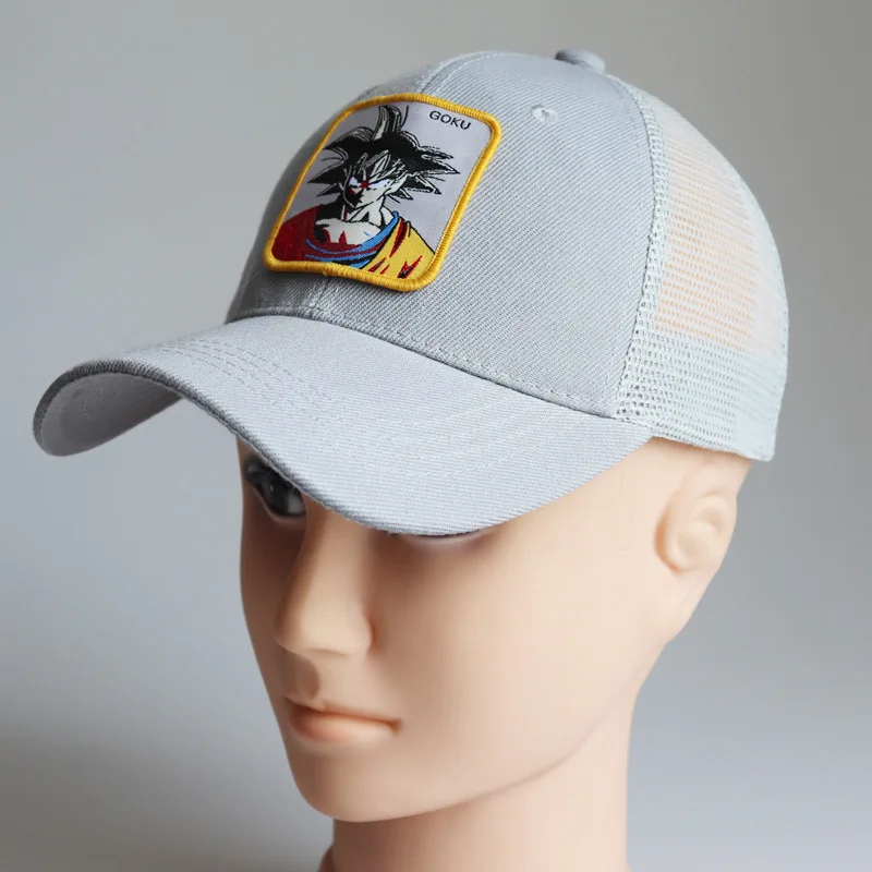 Модные Dragon Ball Z сетчатая шапка Гоку Бейсбол Кепки серые шапки Для мужчин шляпа молодежный рюкзак Кепки Кепка с металлической буквой хип-хоп дропшиппинг