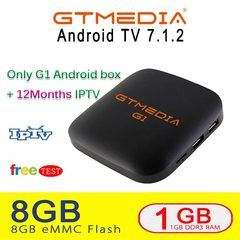 GTmedia G1 Android 7,1 Смарт iptv-приставка Испания S905W 1G DDR3 8G EMMC ROM Декодер каналов кабельного телевидения 4K 3D H.265 Wifi медиаплеер приемник - Цвет: G1 BOX n 1Year IPTV