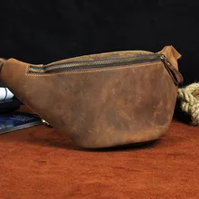 Новая мода Для Мужчин's Винтаж первый Слои из натуральной яловой кожи падения нога Fanny поясная ремень Хип бум Посланник Креста ручками