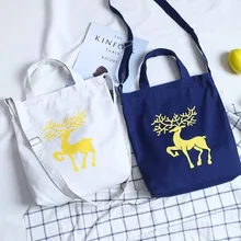 Yile хлопок холст эко хозяйственная сумка принт олень 4 цвета 1128d