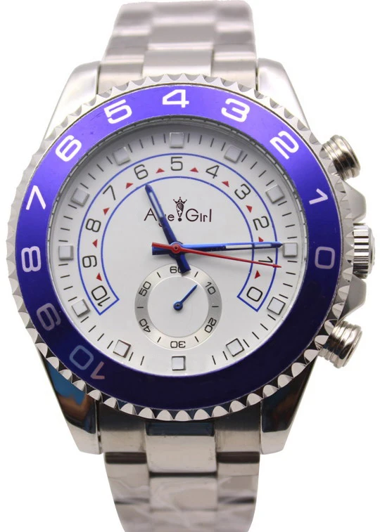 

Brand New Luxury Brand White Dial Stainless Steel Automatic Mechanical Self Wind Gold Blue Men's GMT Watches 44mm