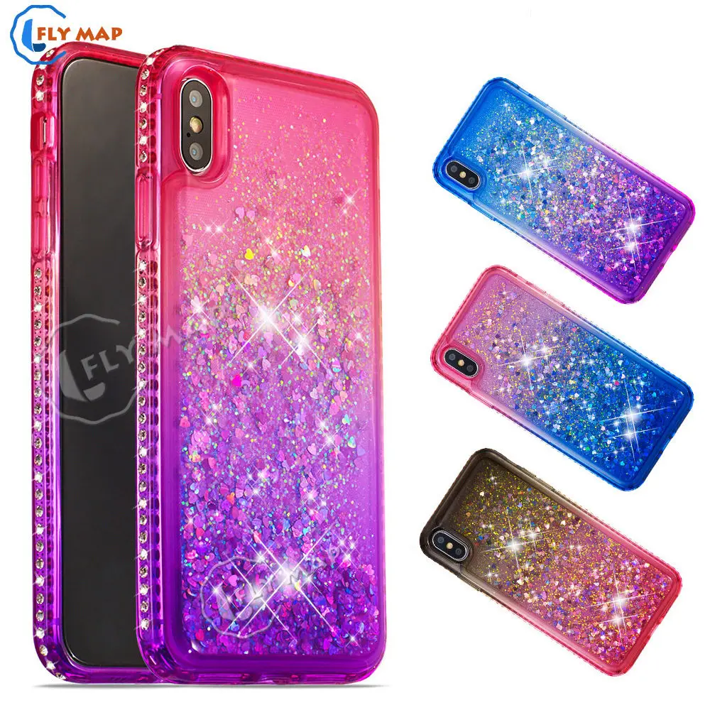 Goede Kleurrijke Case voor Apple iPhone 6 6 s 7 8 Plus 5 s SE 5 Glitter Diamond Liquid Quicksand Telefoon case voor iPhone X XS Max XR Cover