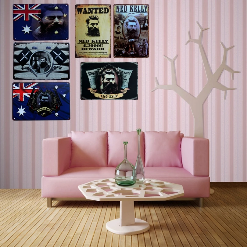 

Ned Kelly Metal Movie Painting Tin Signs Wall Picture for Hotel Home Cafe Art Decor Cuadros Wall sticker 30X20CM A-9002