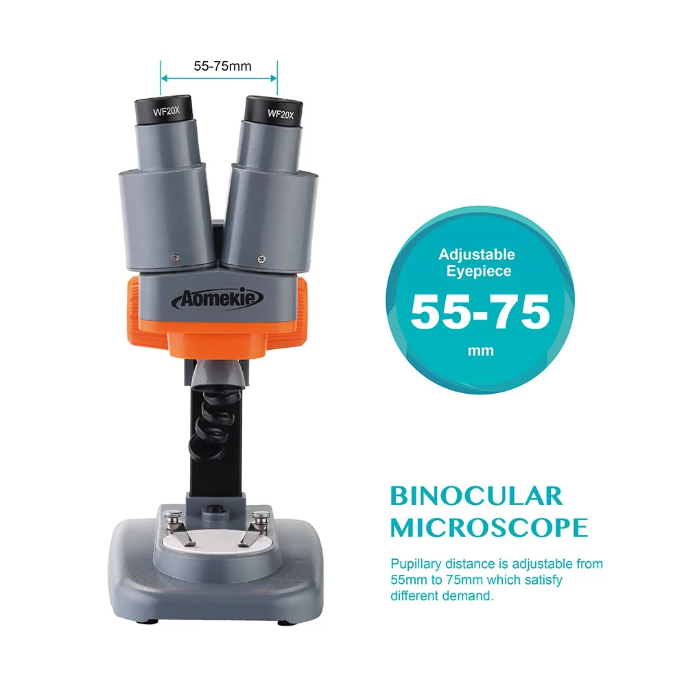  AOMEKIE 40X Stereo Microscope with Phone Holder Led Light PCB Solder Mineral Specimen Silde Watchin