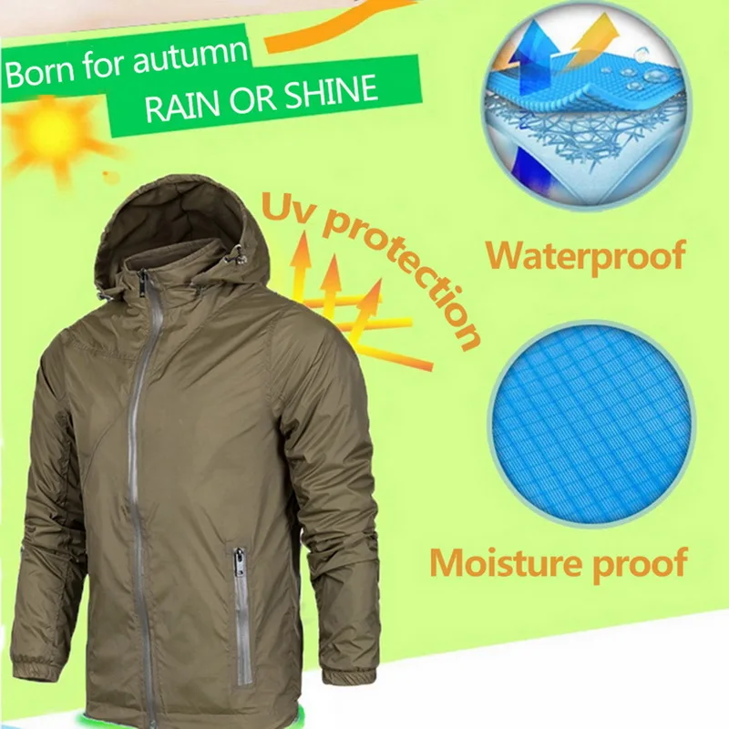 Litthing Summer Casual Jacket Men Anti-UV Windbreaker Male Hooded Waterproof Basic Streetwear Long Sleeve Clothing