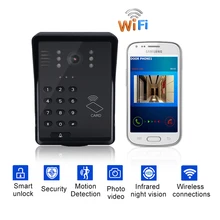 Wifi Video Doorbell Smart Video Intercom Wireless Video Door Phone RFID Password Door Phone Intercom System+Keyfobs Unlock