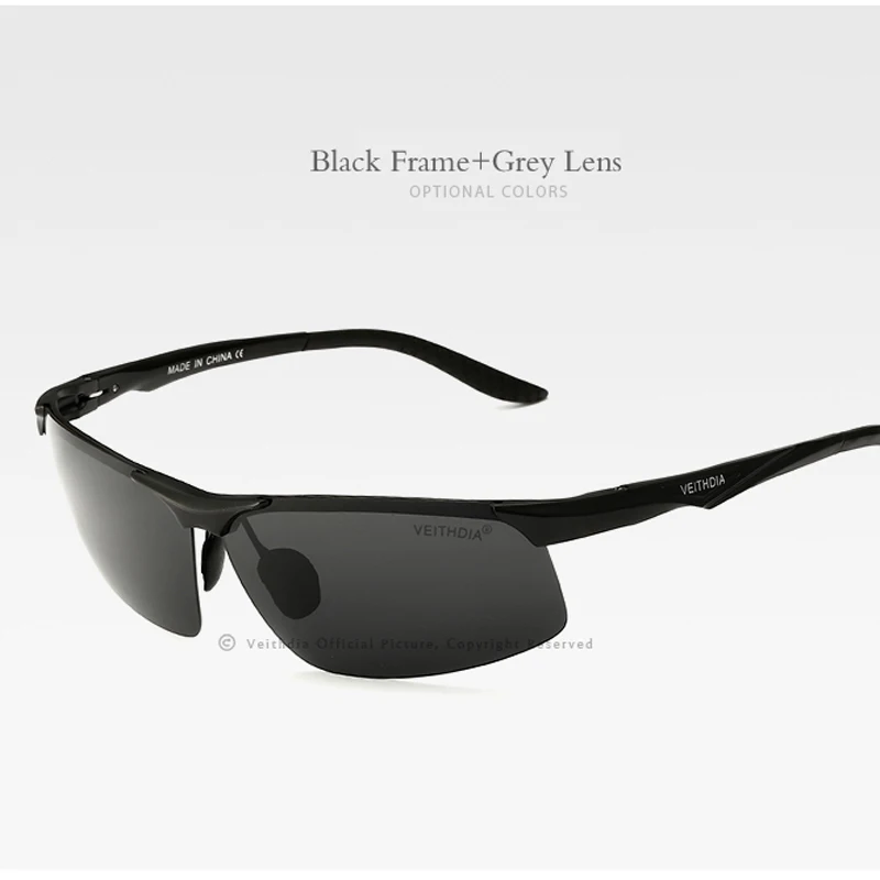 Мужские поляризованные солнцезащитные очки VEITHDIA из алюминиево-магниевого сплава, мужские зеркальные очки ночного видения, солнцезащитные очки, очки для мужчин 6502 - Цвет линз: Black Grey