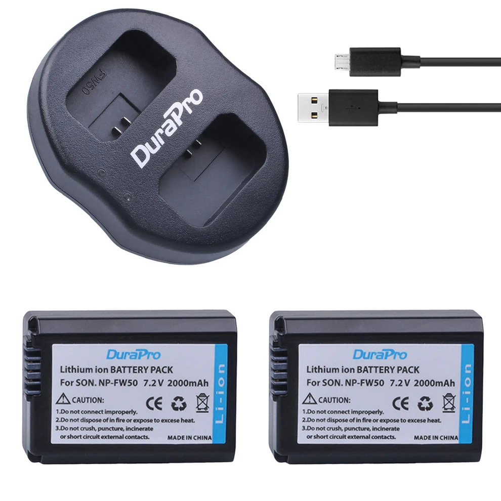 2pcs Npfw50 Np Fw50 Camera Battery + Dual Usb Charger For Sony A5000