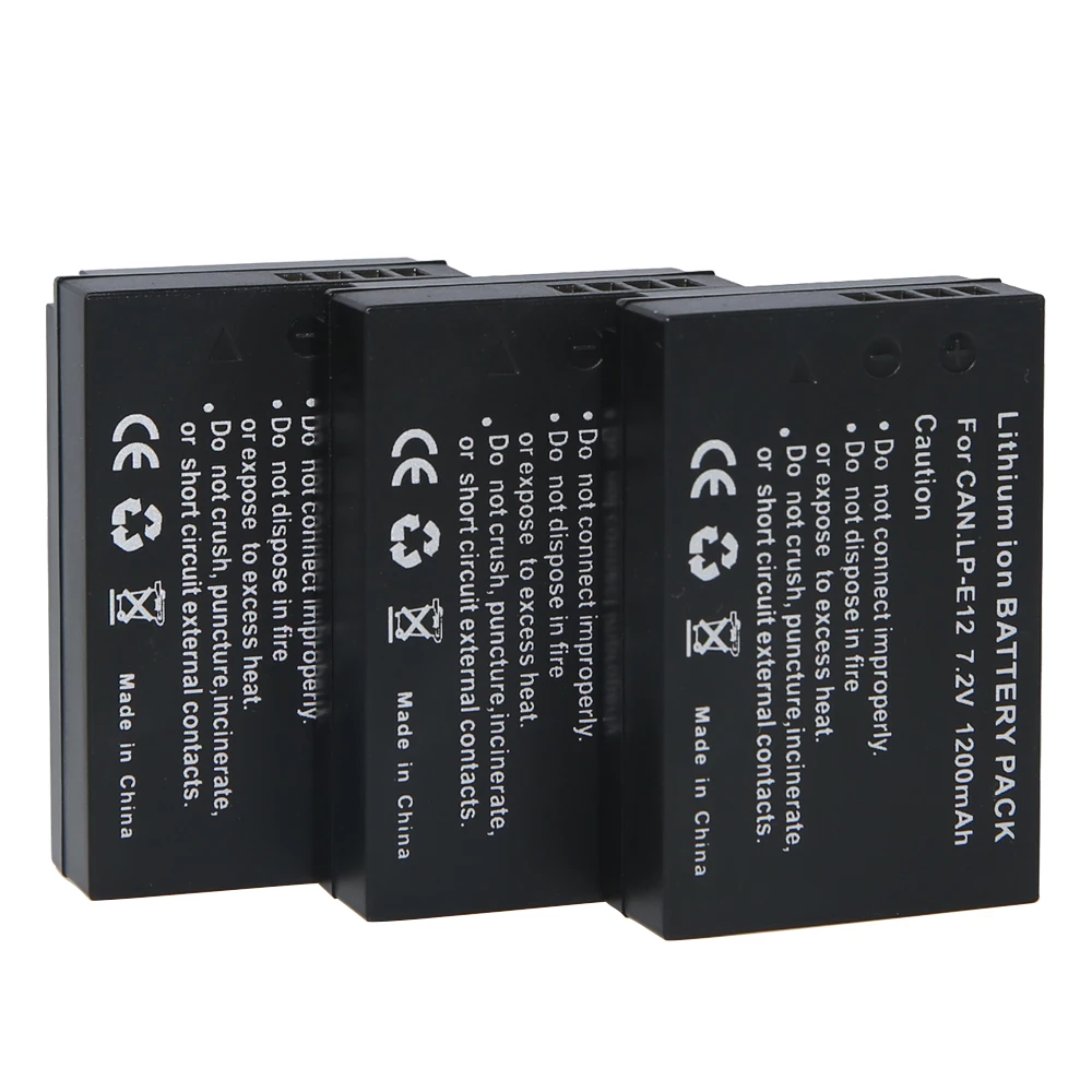 3Pcs/lot 1200mAh LP E12 LP E12 LPE12 High Capacity Replacement