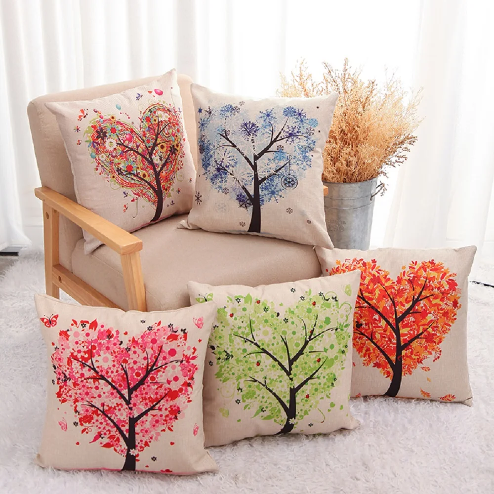 Throw Pillow Case Heart Shaped Cushion Pillow Cover Cotton