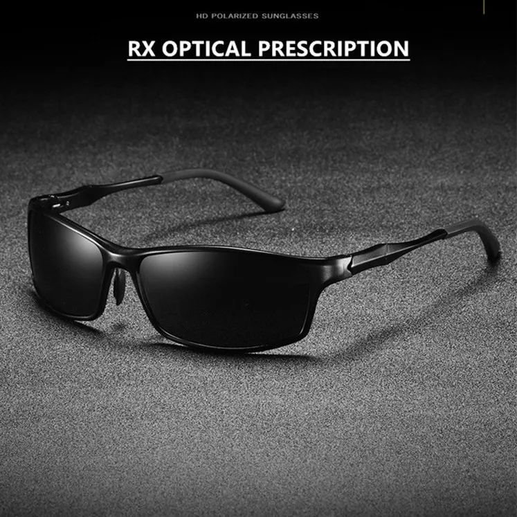 

Dark Grey Polarization Lenses RX Sunglasses Men AR Coated Green UV400 KD-117 Series
