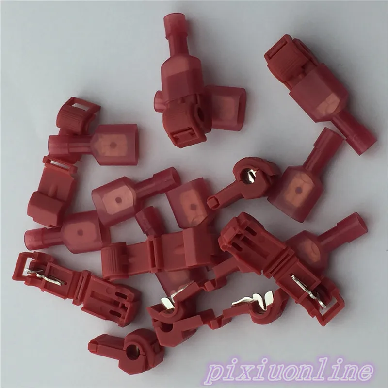 

High Quality 10pc L12Y Red T Type Quick Splice Crimp Terminal Wire Convenient Connector For Standard 0.5-1 Wire Line