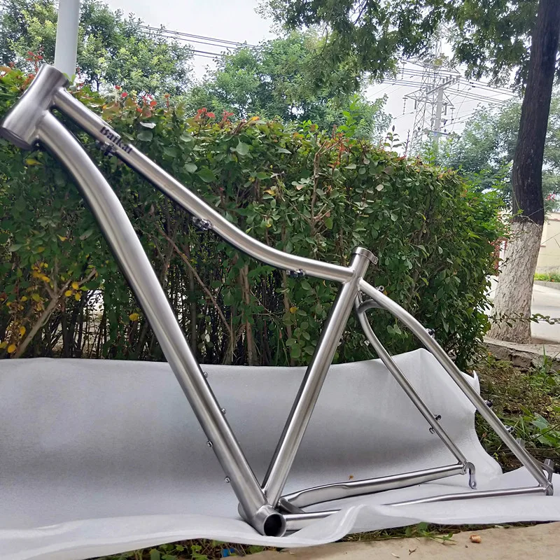 

Best Quality !!! PYTITANS Titanium Fat bike frame 26" Hub L Size 185cm Snow Bike Frame Titanium Alloy Material Factory Selling