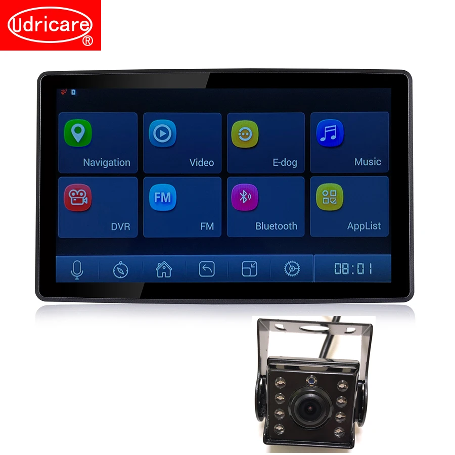 Udricare 9 inch car Truck Bus ADAS GPS Navigation Android WiFi Bluetooth Phone DVR HD 1080P Dual lens Rear View Camera ADAS DVR