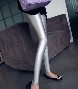 

Free Shipping Sexy Silver Shiny Metallic Pants Tight Trousers For Women SP17